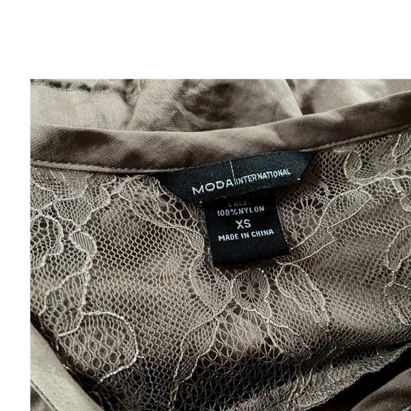 VICTORIA'S SECRET Taupe Lace trim Smocked Waist Slouch tunic T-Shirt *X-SMALL* - Picture 5 of 5